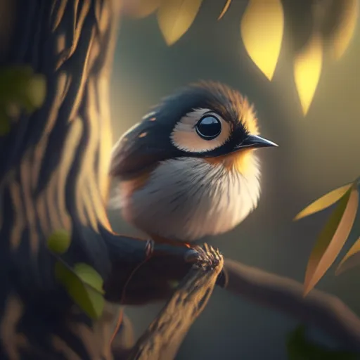Cute little bird on a tree,4k